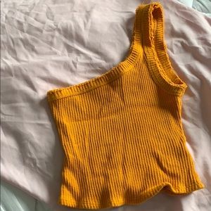 One shoulder urban outfitters ribbed tank top xs